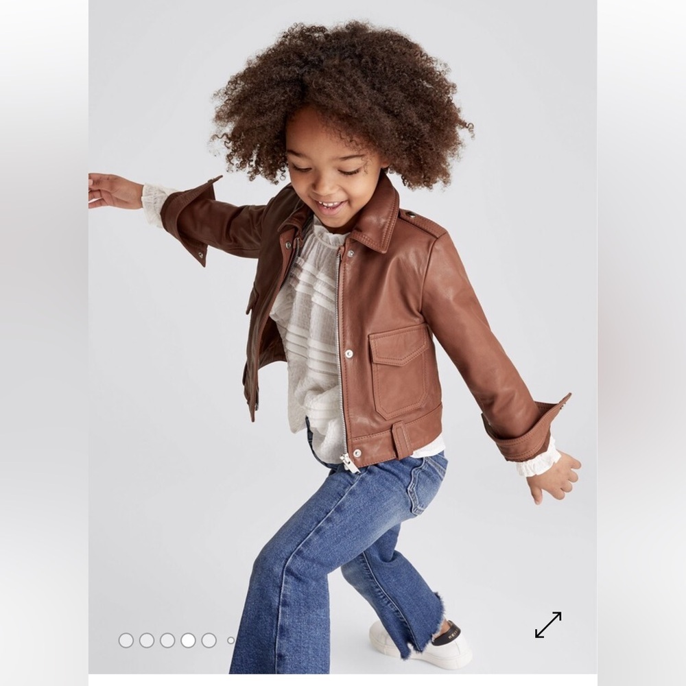 Reiss Dover Jr Leather Jacket Tan Boys 5/6 Unisex